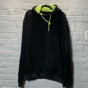 Men’s hoodie with neon hood.